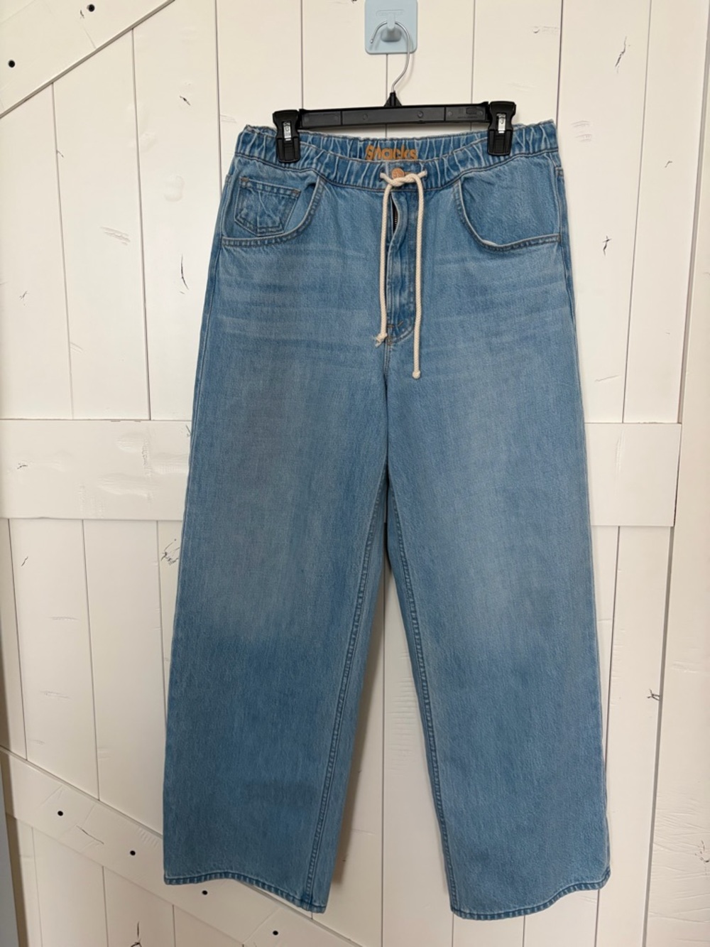 MOTHER Women's Light Blue Boyfriend Jeans with Drawstring